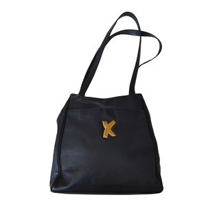 Paloma Picasso Black Leather Shoulder Bag